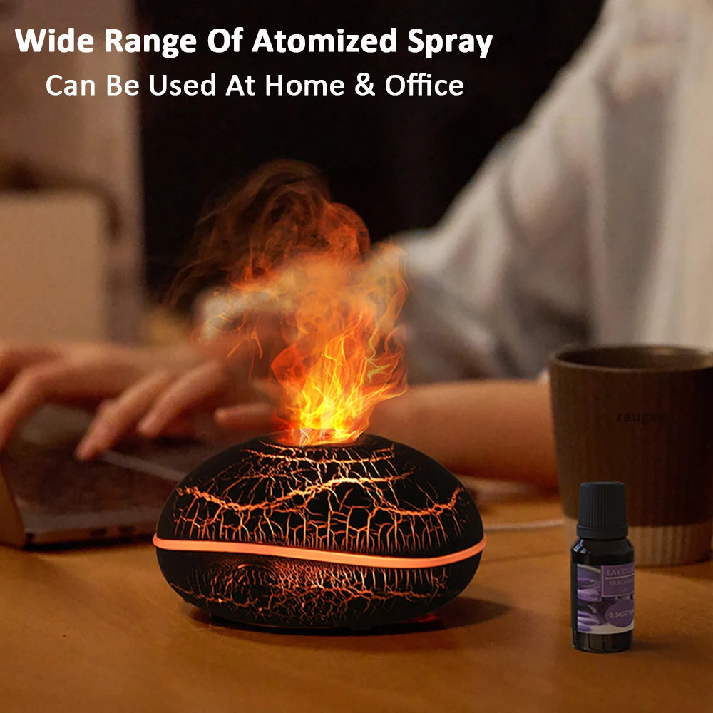 Flame Humidifier Essential Oil Diffuser with Night Lamp