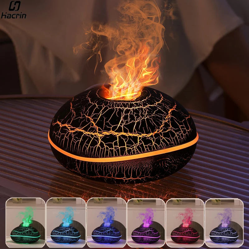 Flame Humidifier Essential Oil Diffuser with Night Lamp