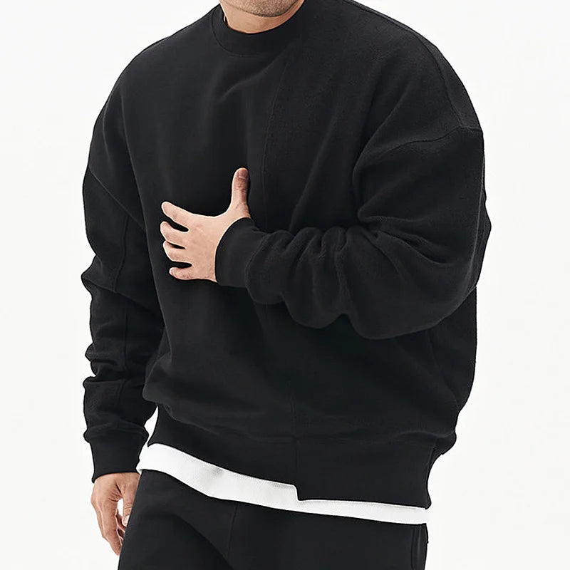 Men’s Hip Hop Gym O-Neck Sports Hoodie – Casual Loose Fit Fitness Sweatshirt