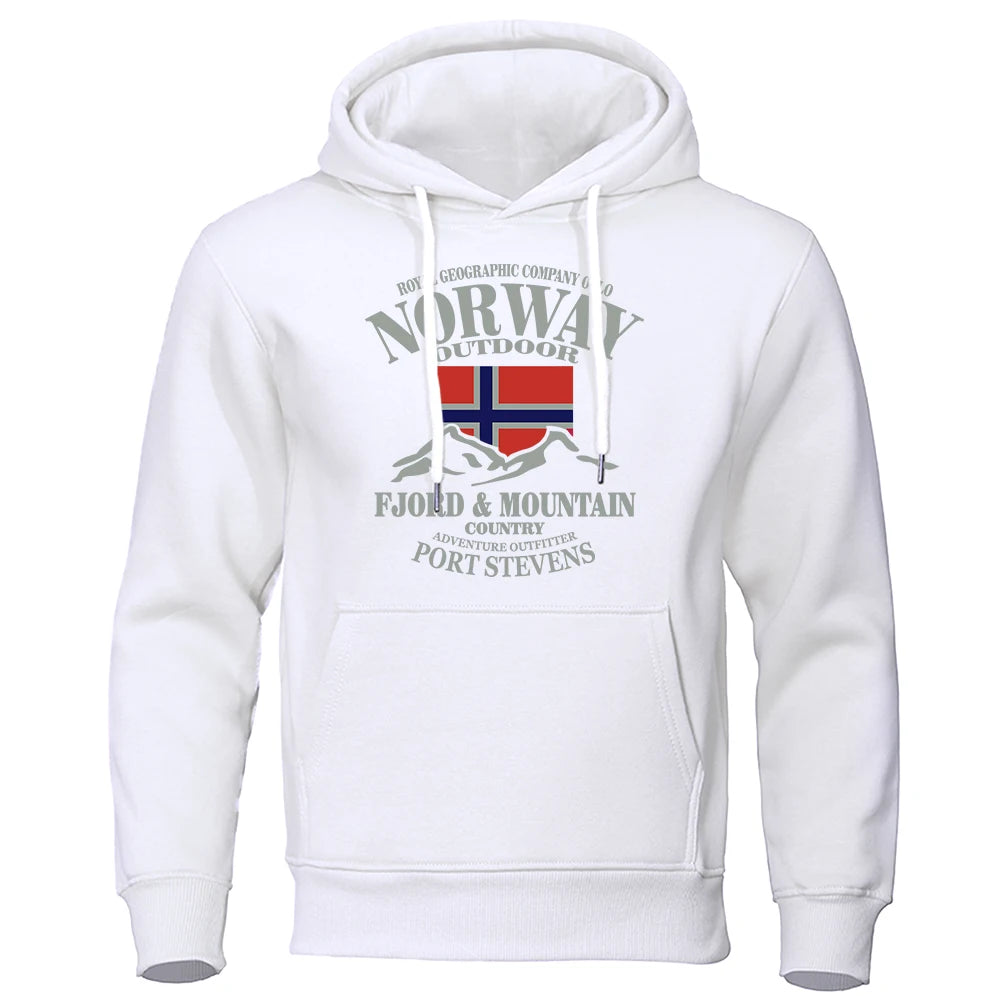 Norway Fjord Mountain Print Hoodie – Unisex Oversized Casual Sweatshirt