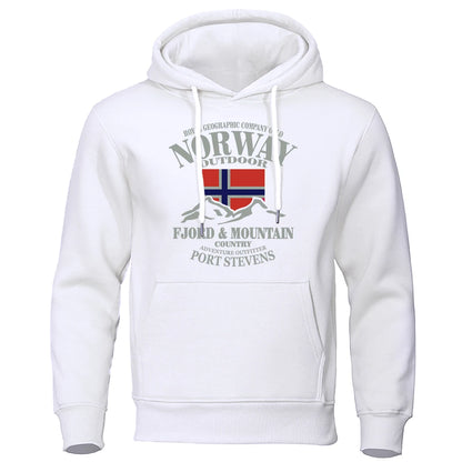 Norway Fjord Mountain Print Hoodie – Unisex Oversized Casual Sweatshirt