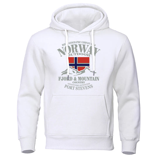 Norway Fjord Mountain Print Hoodie – Unisex Oversized Casual Sweatshirt