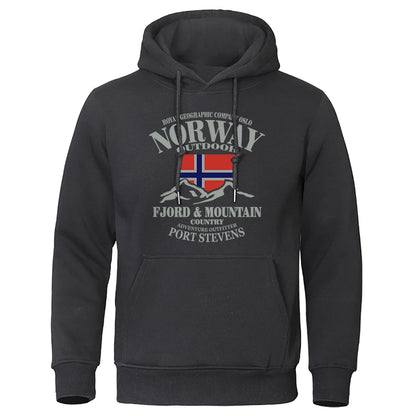 Norway Fjord Mountain Print Hoodie – Unisex Oversized Casual Sweatshirt