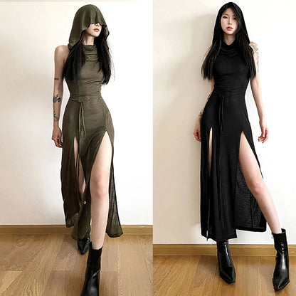 Sleeveless Hooded Maxi Dress