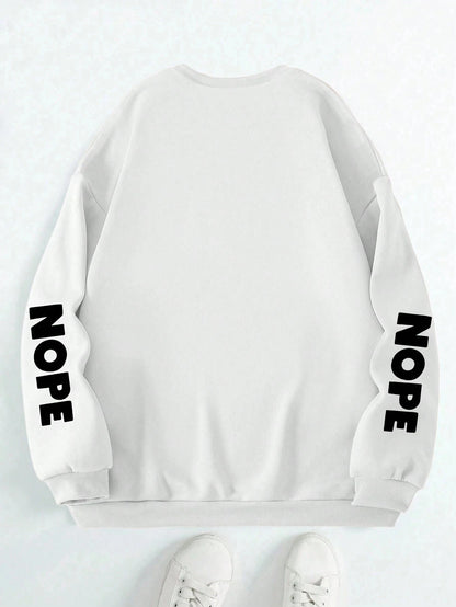 Nope Not Today” Cartoon Cat Print Women’s Fleece Hoodie – Hip Hop Casual Pullover