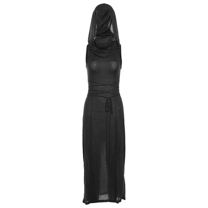 Sleeveless Hooded Maxi Dress