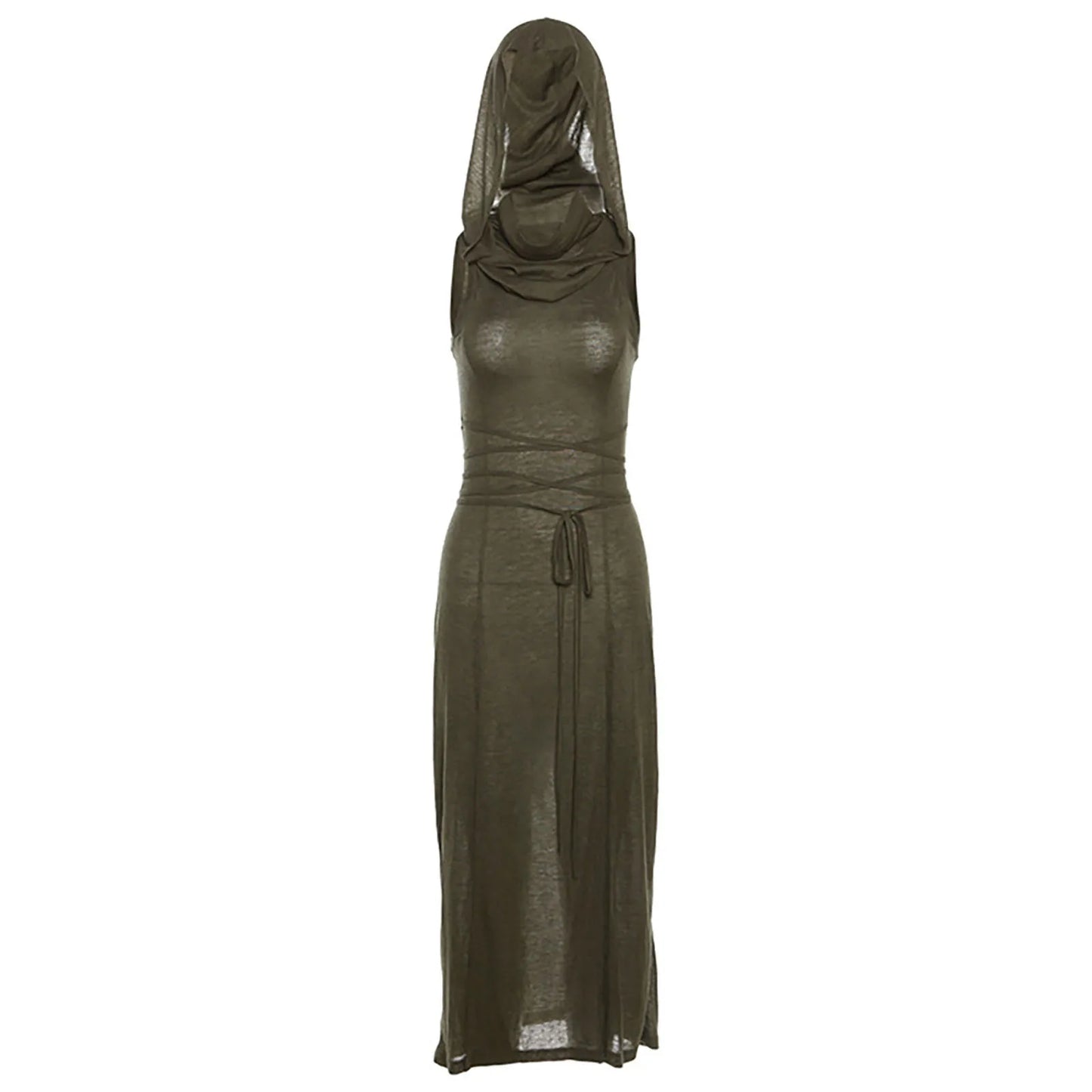 Sleeveless Hooded Maxi Dress