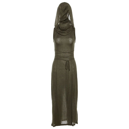 Sleeveless Hooded Maxi Dress