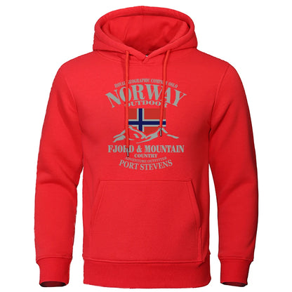 Norway Fjord Mountain Print Hoodie – Unisex Oversized Casual Sweatshirt