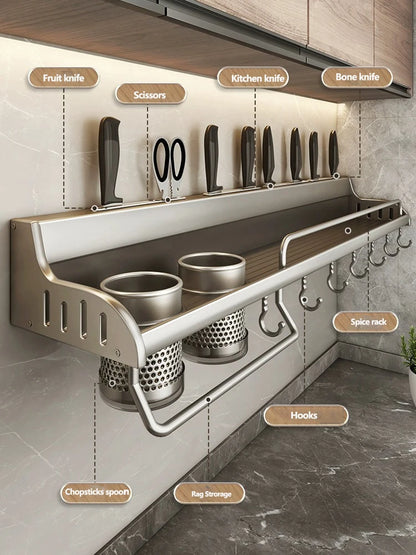 Multi-Function Kitchen Spice Rack &amp; Knife Holder Organizer