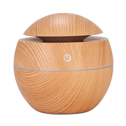 Mini Wood Grain Mushroom Air Humidifier – USB Ultrasonic Aroma Diffuser