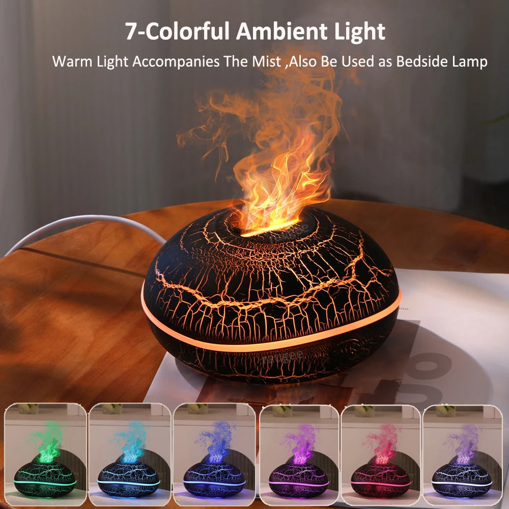 Flame Humidifier Essential Oil Diffuser with Night Lamp