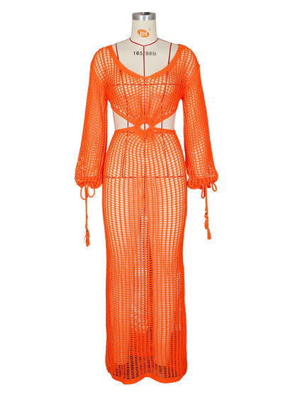 Sexy Crochet Knited Hollow Out Bodycon Long Dress