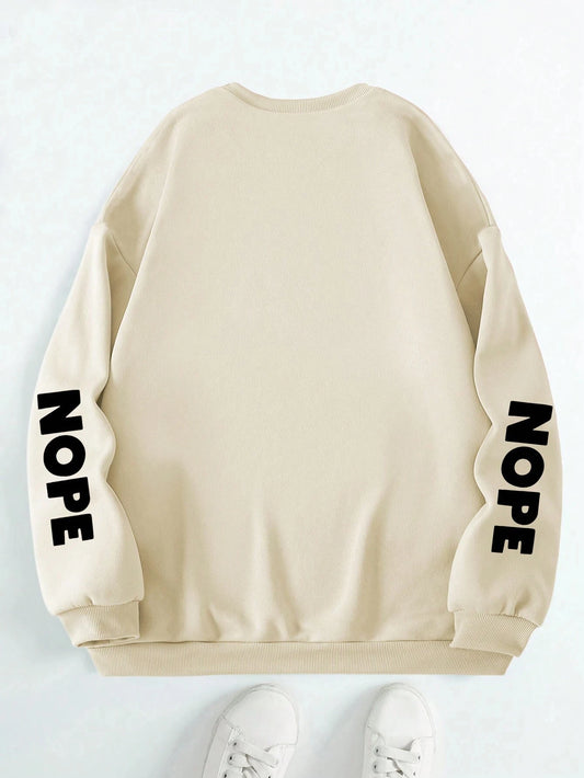 Nope Not Today” Cartoon Cat Print Women’s Fleece Hoodie – Hip Hop Casual Pullover