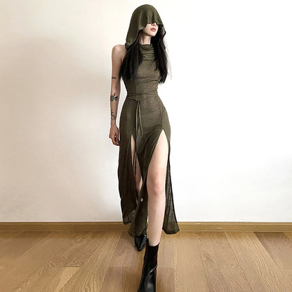 Sleeveless Hooded Maxi Dress