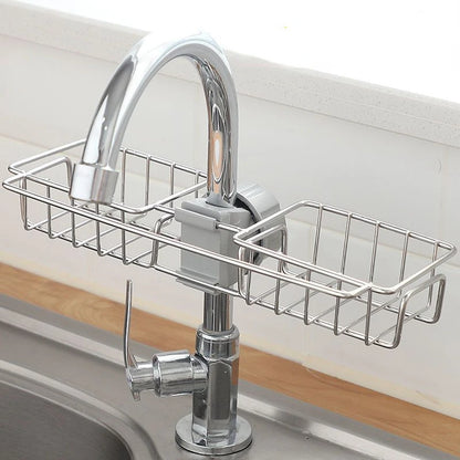 Stainless Steel Sink Drain Rack &amp; Sponge Storage Organizer