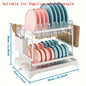 2-Tier Stainless Steel Dish Drying Rack with Drainboard