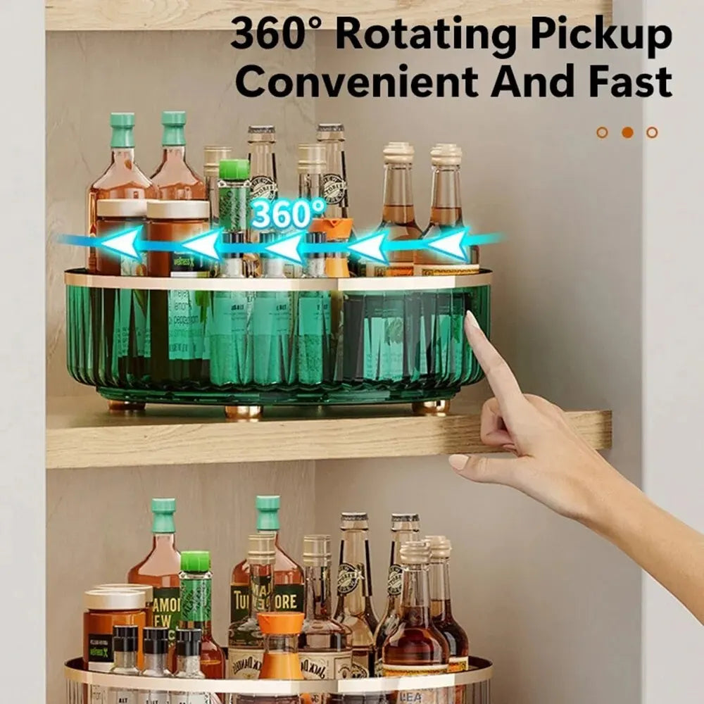 Rotating Tray Spice Rack Turntable Organizer with Base