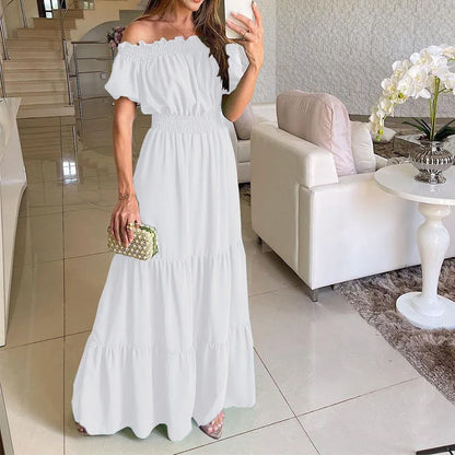 Elegant Ruffle Sleeve Belted Maxi Dress