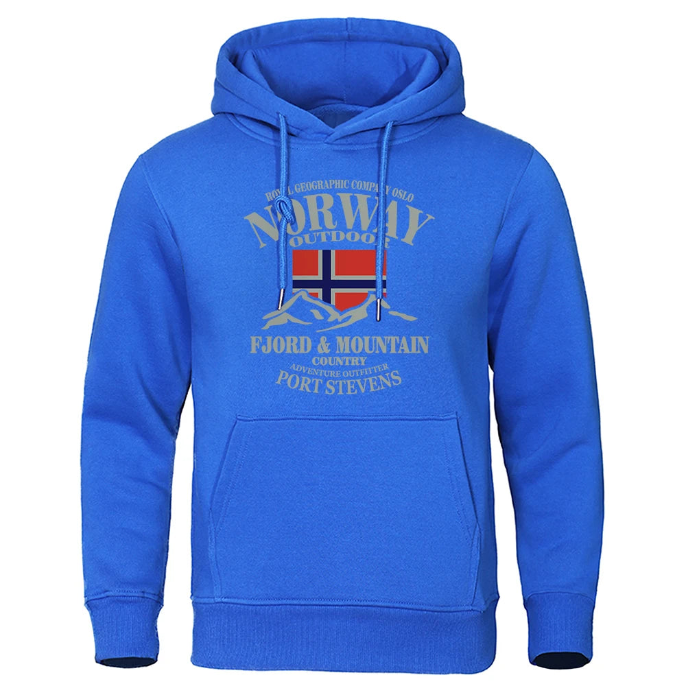Norway Fjord Mountain Print Hoodie – Unisex Oversized Casual Sweatshirt