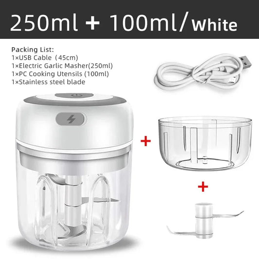 Mini Wireless Electric Garlic Crusher – 100ml/250ml USB Rechargeable Portable Chopper