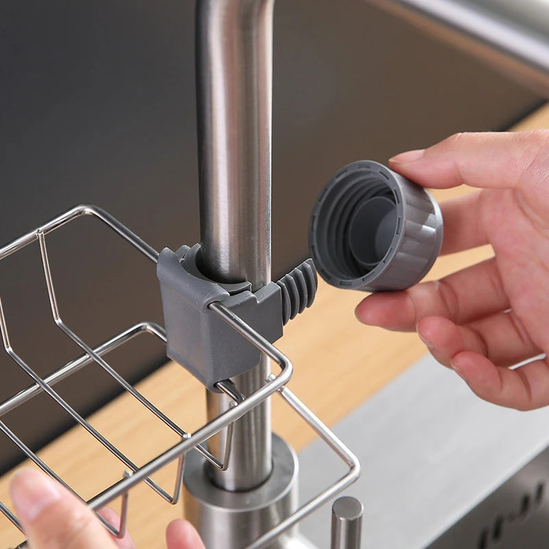 Stainless Steel Sink Drain Rack &amp; Sponge Storage Organizer