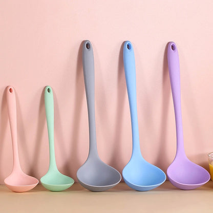 Long Handle Silicone Soup Spoon – Japanese Style Ladle