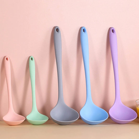 Long Handle Silicone Soup Spoon – Japanese Style Ladle