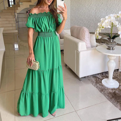 Elegant Ruffle Sleeve Belted Maxi Dress