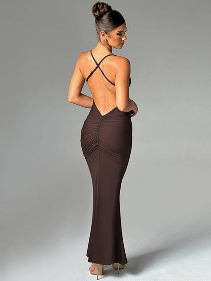 Elegant Ruffle Sleeve Belted Maxi Dress