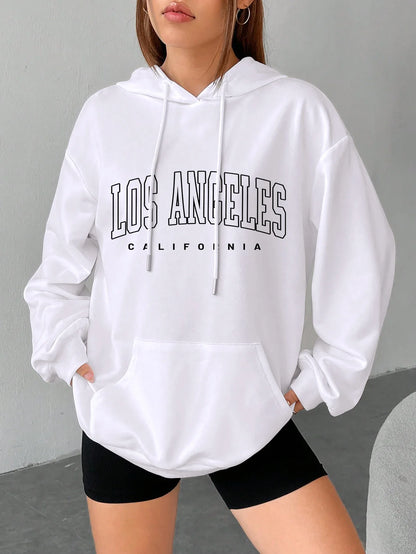 Los Angeles Art Letter Print Women’s Streetwear Sweatshirt – American Style Hip Hop Hoodie