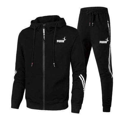 Men’s Autumn Tracksuit Set – Printed Hoodie &amp; Sweatpants Two-Piece Sportswear