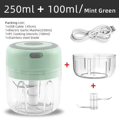 Mini Wireless Electric Garlic Crusher – 100ml/250ml USB Rechargeable Portable Chopper