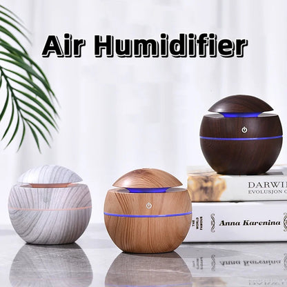 Mini Wood Grain Mushroom Air Humidifier – USB Ultrasonic Aroma Diffuser