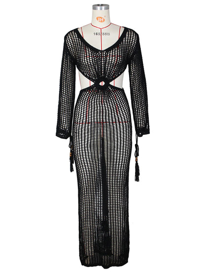 Sexy Crochet Knited Hollow Out Bodycon Long Dress