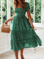 Casual Square collar floral maxi long dress