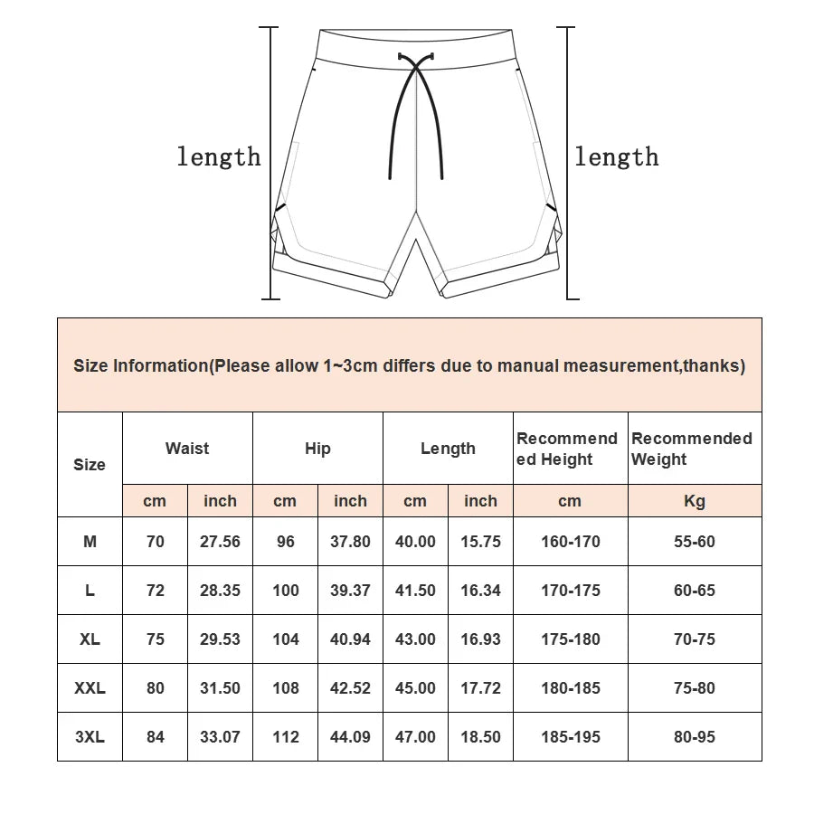 Running Shorts - Men's 2-in-1 Quick Dry Gym Sports Shorts