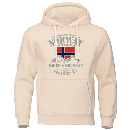 Norway Fjord Mountain Print Hoodie – Unisex Oversized Casual Sweatshirt