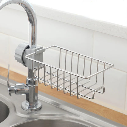 Stainless Steel Sink Drain Rack &amp; Sponge Storage Organizer