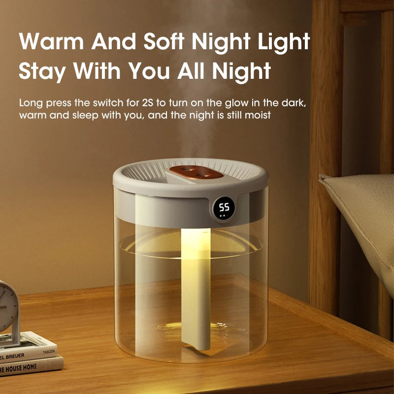 Niye Hotselling 2L Double Nozzle Air Humidifier with LCD Humidity Display &amp; Aroma Diffuser