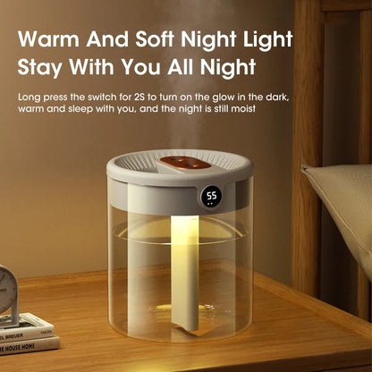 Niye Hotselling 2L Double Nozzle Air Humidifier with LCD Humidity Display &amp; Aroma Diffuser