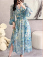 Elegant Long Sleeve Floral Maxi Dress