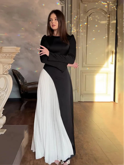 Pleated Long Abaya Kaftan Dress