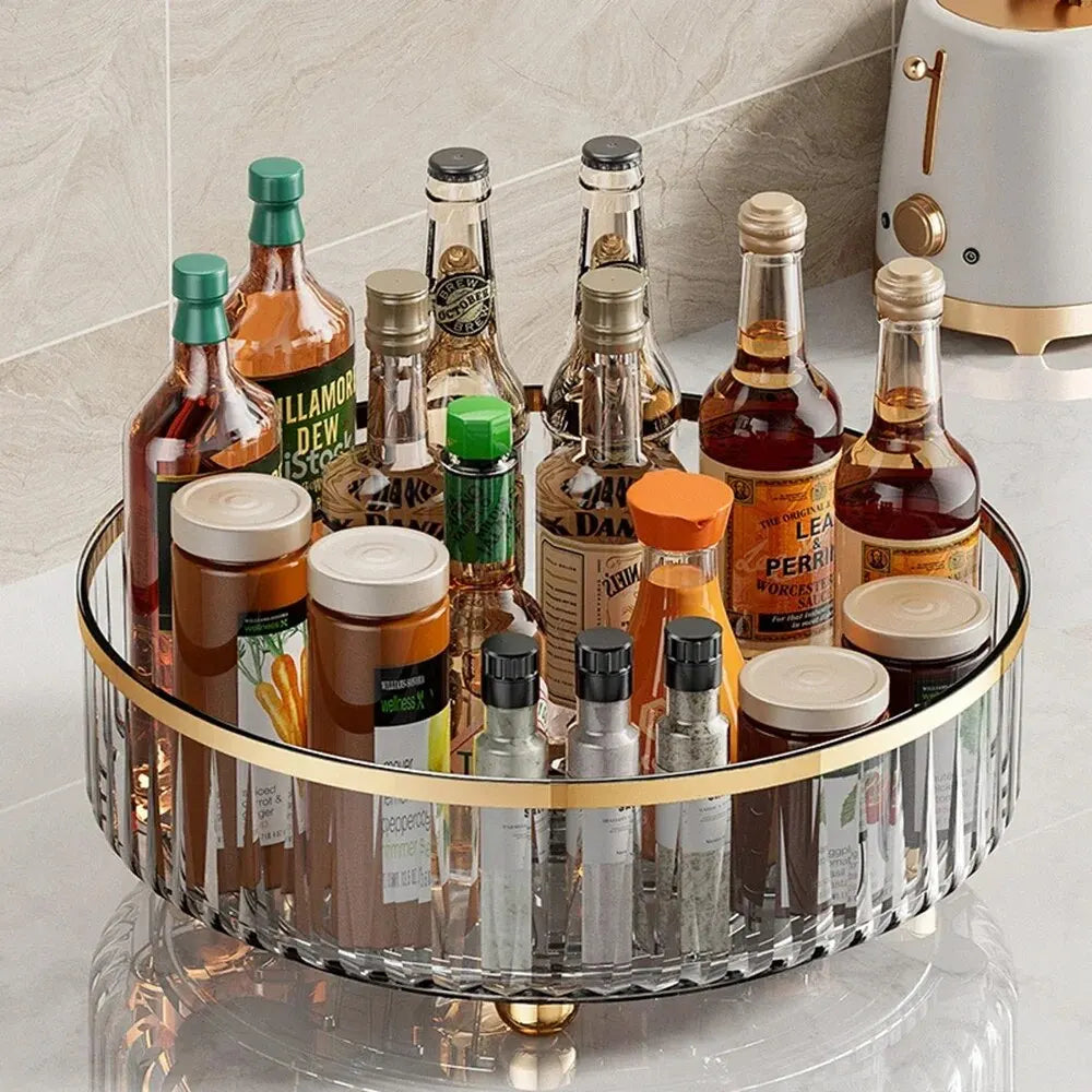 Rotating Tray Spice Rack Turntable Organizer with Base