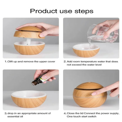 Mini Wood Grain Mushroom Air Humidifier – USB Ultrasonic Aroma Diffuser