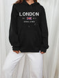 Vibrant London Print Drawstring Hoodie – Casual Long Sleeve Fashion Sweatshirt with Kangaroo Pocket